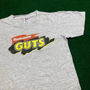 Vintage Nickelodeon Guts Shirt Boys XL Gray 1994 TV Game‎ Show Live Tour 90s USA